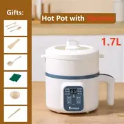 1.7L Smart Electric Rice Cooker with Steamer NonStick Mini Hot Pot Stu&Household