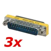 3 Pack - DB25 25-Pin Serial D-SUB Male to Male Gender Changer Coupler Adapter