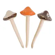 3x LVD Porcelain Mushrooms Colours Autumn Sculpture Home Decor 13.5cm Assorted