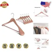 Red Cedar Wood Hangers 6 Pack - Extra Wide Shoulders for Suits & Coats
