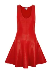 Alaïa Coated Ribbed-knit Mini Dress - Red - 38 (UK10 / S) 38 (UK10 / S)