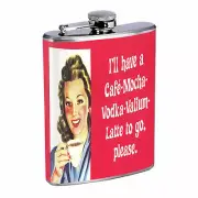 Funny Drinking Signs Hip Flask D16 8oz Stainless Steel Liquor Alcohol Whiskey