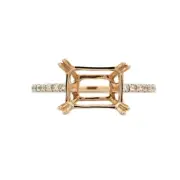 Ring Semi-Mount Emerald Cut 9x7mm In 14K Yellow Gold With Diamond Accent (51014)