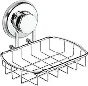 HASKO accessories - Super Powerful Vacuum Suction Cup Soap Dish - Strong Stainless Steel Sponge Holder for Bathroom & Kitchen (Chrome)