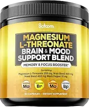 Magnesium L-Threonate Capsules with L-Theanine, Ashwagandha Root, Black Pepper & More - 60 Capsules