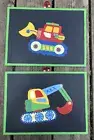 2 Toddler Boy Handmade Acrylic Painted Canvas Wall Back Hoe Loader Construction