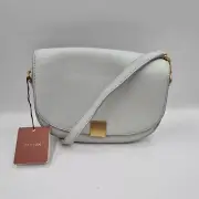 Oroton Voyage Light Blue Leather Saddle Shoulder Hand Crossbody Bag Purse BNWT