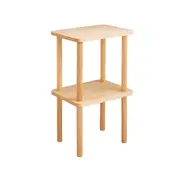 MIUZ 2-Tier Tall Side Table Bedside Table Solid Oak Display Rack Shelf Bookstand