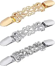 Jetec 3 Pcs Vintage Sweater Shawl Clips Women Girls Retro Cardigan Shirt Dress Brooch Collar Clips, 3 Styles