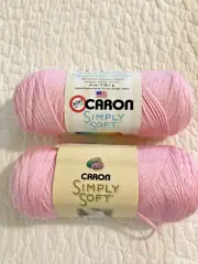 Caron Simply Soft Yarn. 2 Full Skeins. Color Soft Pink.