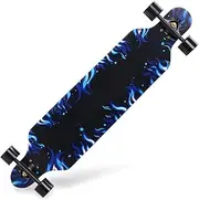 Sports Longboard Skateboard, ABEC-11 Chrome Steel Bearing 41 Inches 7-Layer A-Level Maple Flame Pattern Four-Wheel Skateboard Suitable for Adult Men Women