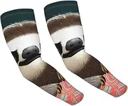 [FHEDVBN] Cute Sloth Arm Sleeves Compression Arm Covers for Men Women Outdoor Sun Sleeves Cooling Sports Sleeve, Black