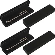 LETURE 4 Pieces Velvet Bracelet Necklace Pendant Jewelry Box, Small Long Jewelry Watch Gift Box for Proposal, Wedding, Engagement, Christmas (BLACK-4PCS)
