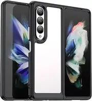 [Eabhulie] Galaxy Z Fold 4 5G Case, Clear PC Back TPU Bumper Case Cover for Samsung Galaxy Z Fold 4 5G Black