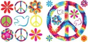 Wall Pops WPD99954 Tie-Dye Peace MiniPops, 12.5 x 12.5, 4 Sheets