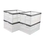 4-Pack Plastic Collapsible Crates, Stackable Storage Bins 30 L