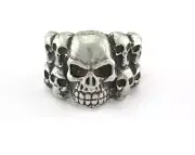 Skull Adjustable Ring Antique Silver Plated Brass 20mm 10US inner size 3374