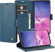 [GoshukunTech] for Samsung S10 Case,for Galaxy S10 Case,Flip Leather Wallet Case with Card Holder Cash Pocket Magnetic Closure for Samsung Galaxy S10 [ Blue ]