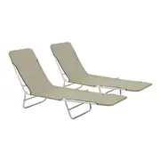 Folding Sun Loungers 2 Pcs Steel And Fabric