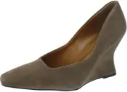 Franco Sarto Women's Carina Pointed Toe Wedge Pump Woodsmoke Grey Suede 5M