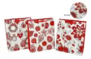 bulk 48 Medium Glitter Bauble Xmas Gift Bag 210Gsm 4 Assort Present 18x24cm