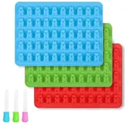 3 Pieces Candy Mold Silicone Gummy Bear Molds Silicone Molds With Pipettes For Gummy Bears, Jelly, Chocolate, Halloween Christmas Candy (blue, Red, Gr