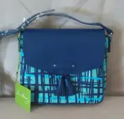 Vera Bradley Tassel Crossbody Shoulder Bag in Navy and Teal NWT