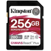 Kingston Canvas React Plus SD Memory Card - 256GB UHS-II - U3 - V60 - Read up to 280MB/s - Write up to 150MB/s - for DSLRs / Mirrorless Cameras & 4K Video Production [SDR2V6/256GB]