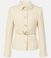 [Valentino] Valentino Wool-blend tweed jacket AU 12 beige