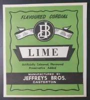 Victoria • Soft Drink Label • Jeffrey Bros, Casterton: Lime Cordial