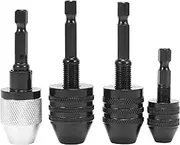CeaHoify 4PCS Drill Chuck Change Adapter, Keyless Chuck Conversion Tool Keyless Drill Chuck, Drill Adapter in 1/4, 1/8, 1/16