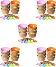 Binxind 30Pcs Ice Cream Bowl Set Different Color Ice Cream Spoon Bowl Tableware Set Children Cartoon Bowl