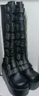 Demonia Concord Platform Knee High Boots Black Vegan Leather Size 6-(USA) -NIB-