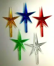 5 MODERN LARGE STARS Vintage Ceramic Christmas Tree Lights 4" TOPPERS