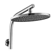WELS Bath Chrome 10'' Round Rain Plastic Shower Head Rose Gooseneck Wall Arm Set