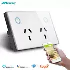 Australia Standard Tuya Smart Wifi Glass Panel Touch Switch Wall Socket Universa