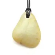 Hotan Jade Pebble Pendant White Brown Hetian Nephrite Stone Necklace China #35