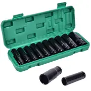 10-24MM 10PCS 1/2" Deep Impact Socket Set Metric Garage Workshop Tools with Case
