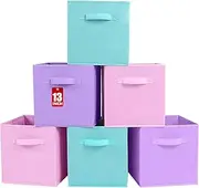 [ShellKingdom] Foldable Fabric Storage Cubes And Cloth Organizer Drawer For Closet And Toys, 13 X 13 X 13 INCH, 6 Pack (Lavender+Light Blue+Pink)