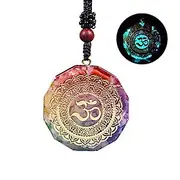 orgonite pendant om symbol luminous necklace chakra healing energy necklace meditation jewelry handmade professional