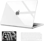 B BELK Compatible with MacBook Air 15 inch Case M4 M3 M2 2025 2024 2023 Release Model A3241 A3114 A2941 Retina Display, Plastic Laptop Hard Shell Case +Keyboard Cover +Screen Protector, Crystal Clear