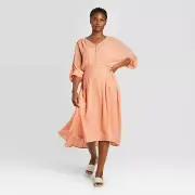 Women's Balloon Long Sleeve Dress - Prologue Coral Size Large