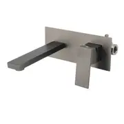 WELS Brushed Gold Wall Mount Basin Mixer Laundry Vanity Tap Spout Faucet Outlet