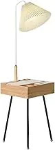 Modern Indoor Floor Lamp with Table & Drawer Stylish Side End Table with Attached Lamp Narrow Nightstand for Living Room & Bedroom - White Standing Lamp Aqiong