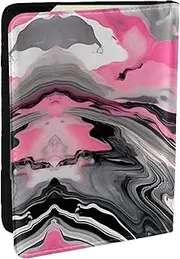[GaxfjRu] Pinks Abstract Marble Gray Artistic Print Leather Passport Holder Covers Case, Waterproof Travel Wallet Passport Holder for Women Men, Black, One Size