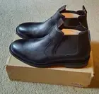 Mens Clarks "Burchill Up" genuine leather flat-heel chelsea boot - 13m black