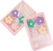 [Ipetboom] 2Pcs Portable Travel Lens Case Box Lightweight Pink Lens Container with Floral Design Present for Friends Compact for Easy Carrying