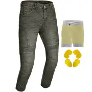 RIDERACT® Men's Motorcycle Jeans for Bikers Grey Reinforced with Aramid Fiber