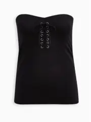 Torrid Foxy Lace Up Stretchy Tube Top Black 4 4X 26 #A99535