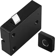 [AUTENS] Modern Black Wooden Fingerprint Cabinet Lock, Smart Electronic Biometric Lock for Child Safety, Kit Set Hidden File DIY Furniture Privacy Lock for Home Office
